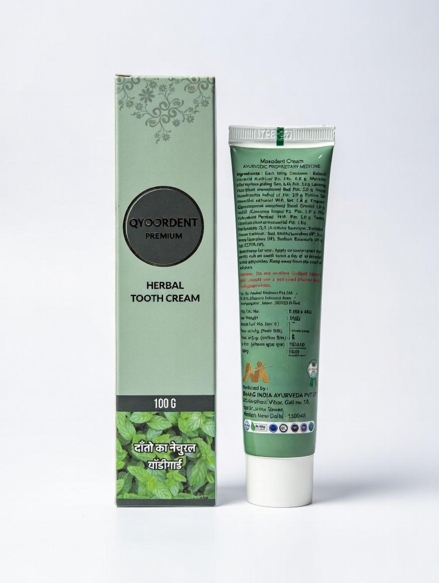 Niraag Premium Qyoordent Herbal Toothpaste – 100g - Ayurvedic Toothpaste for Sensitivity Relief, Reduces Bad Breath, Cavity Protection, SLS & Fluoride Free